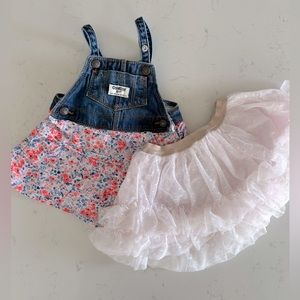 Oshkosh denim dress and tutu skirt, 9 months